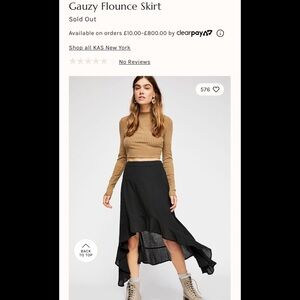 NWOT Free People Gauzy Flounce Skirt XS M L Black